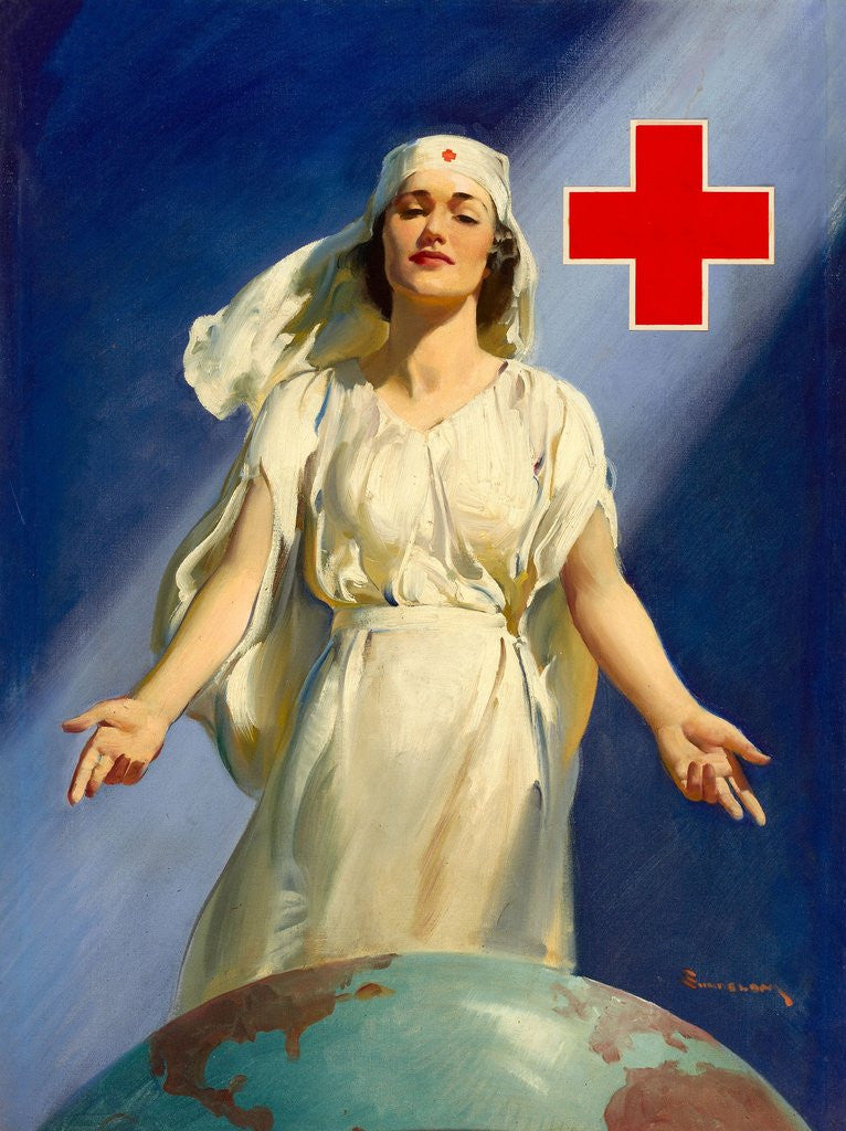 Detail of World War II Red Cross painting by Haddon Sundblom