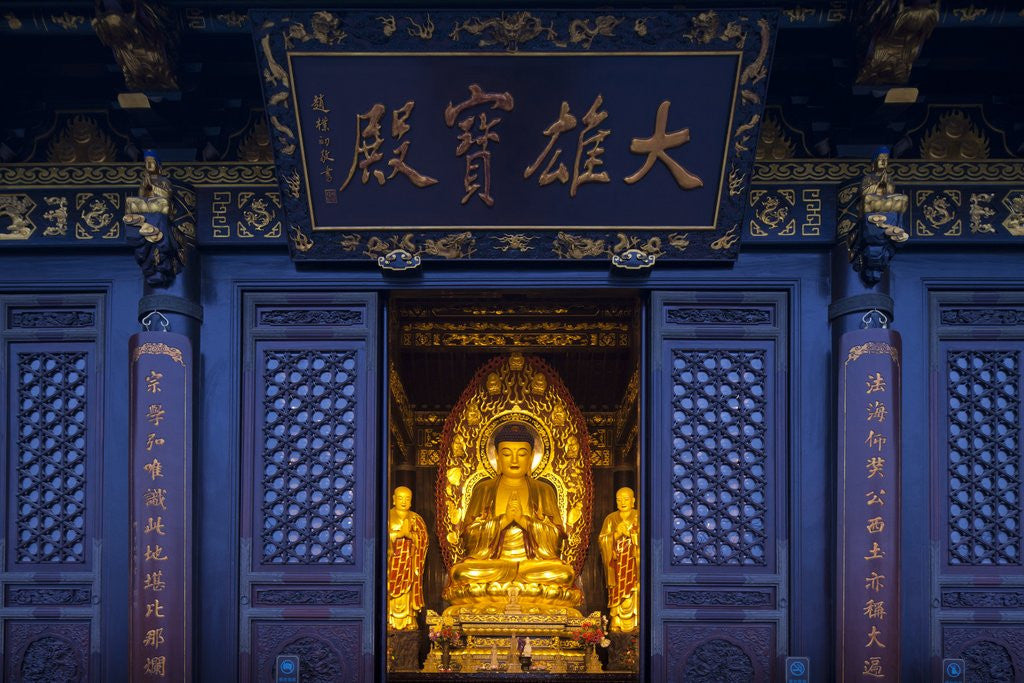 Detail of Buddha statue in temple by Anonymous
