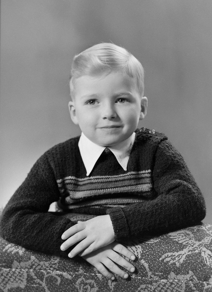 Detail of Five year old boy formal portrait, ca. 1951 by Anonymous