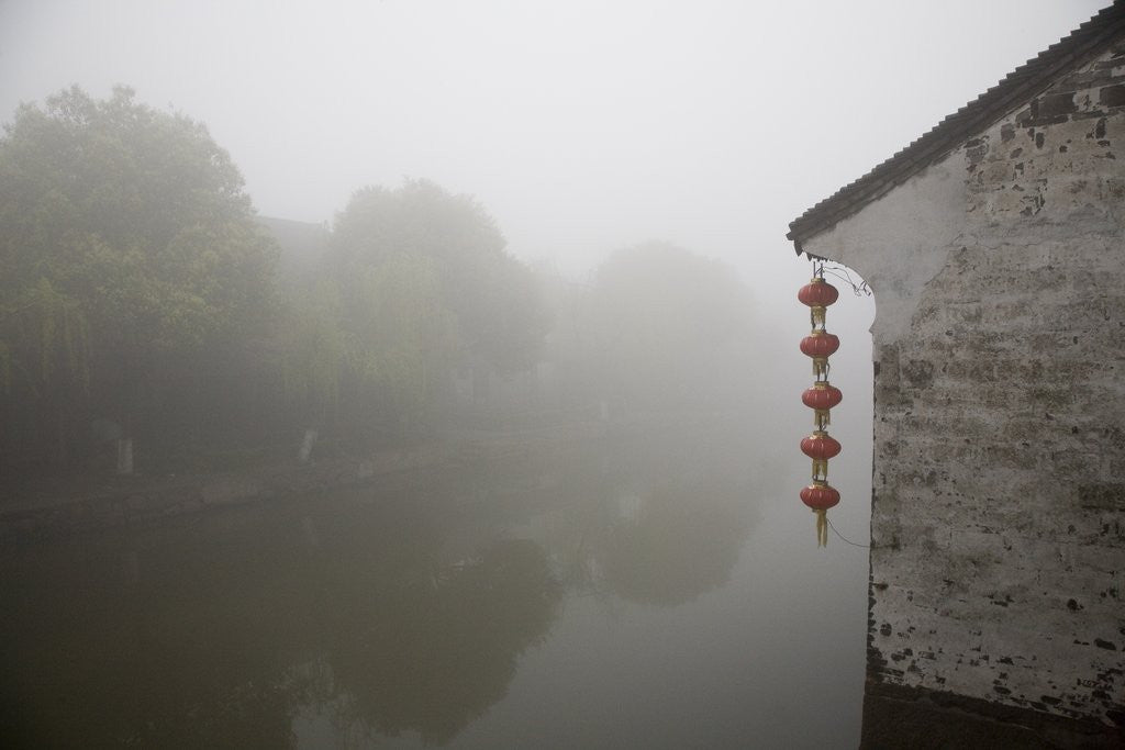 Detail of Riverside in the morning fog, Xi Tang, China by Anonymous