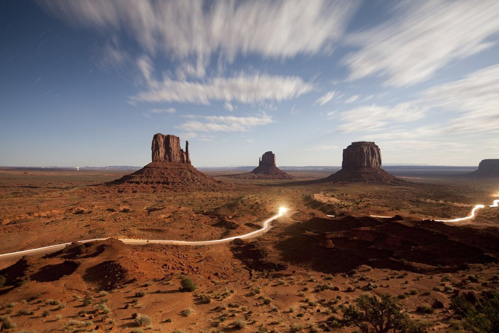 Detail of Night view of Monument Valley under the light of a full moon by Anonymous