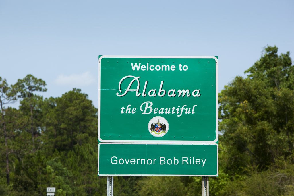 Detail of Welcome to Alabama highway sign by Anonymous
