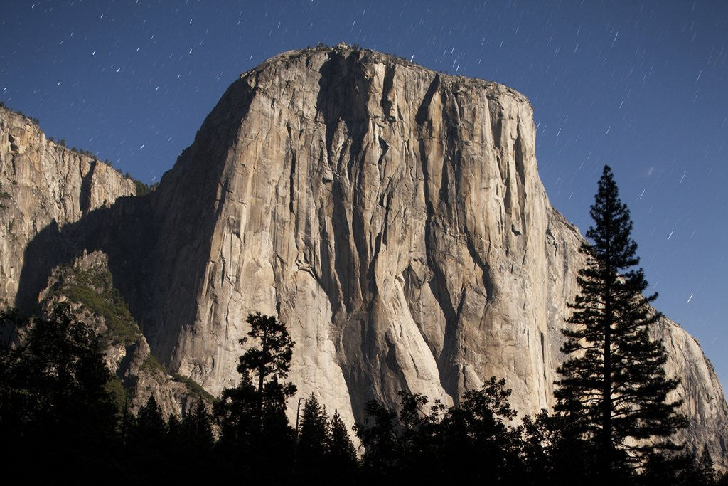 Detail of Night View of El Capitan, illuminated by a full moon by Anonymous