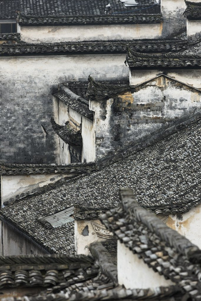 Detail of Tiled roof in Xidi, China by Anonymous