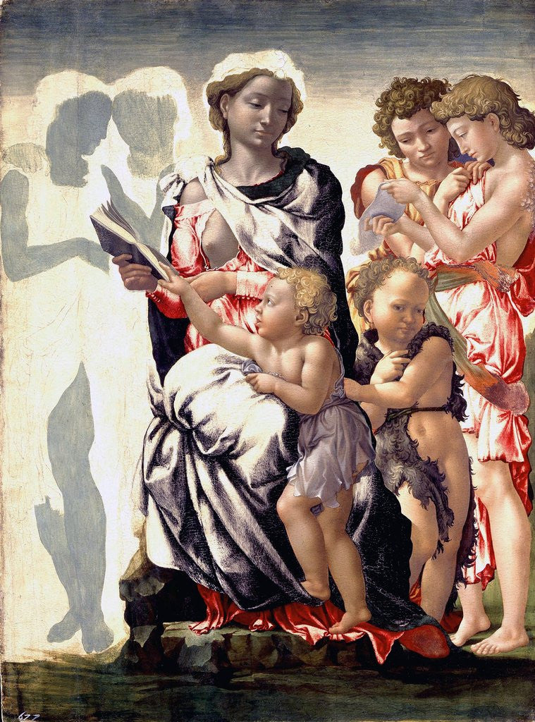 Detail of The Madonna and Child with Saint John and Angels by Michelangelo