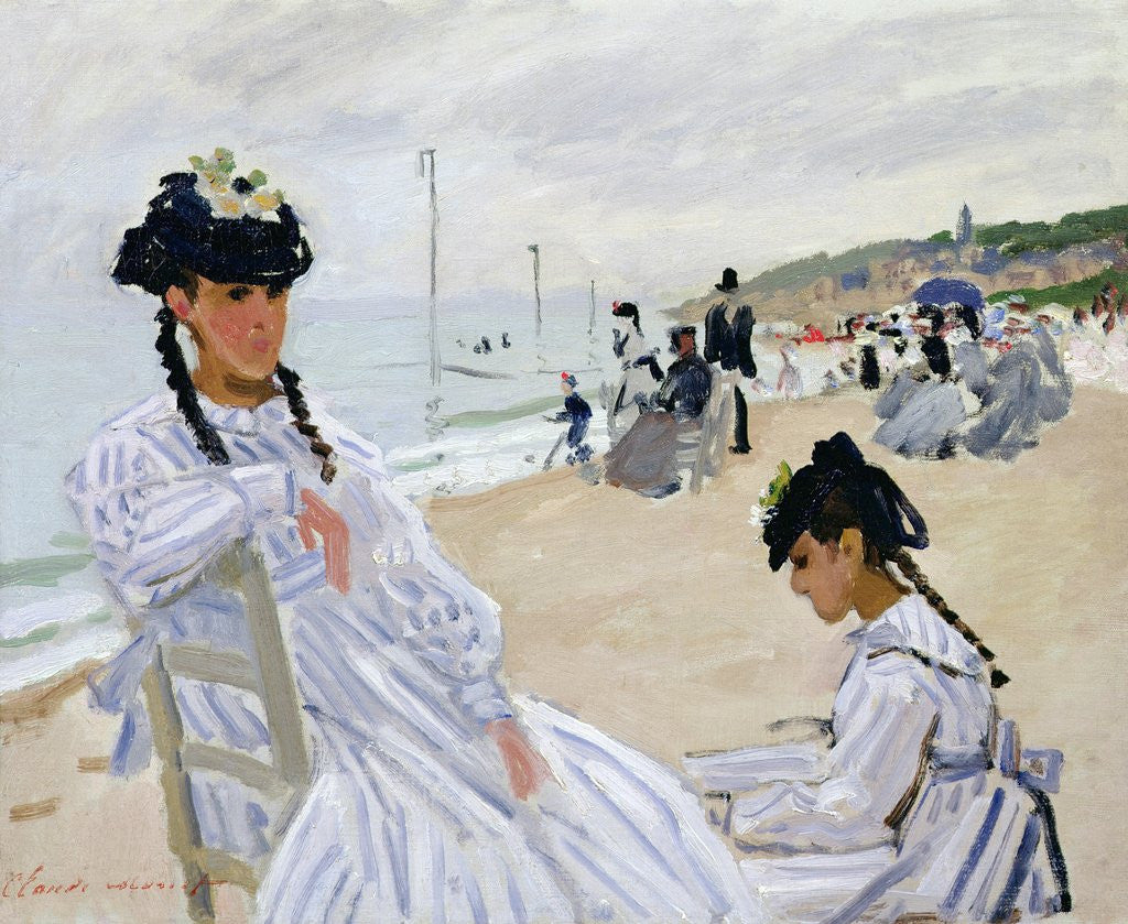 Detail of On the Beach at Trouville by Claude Monet