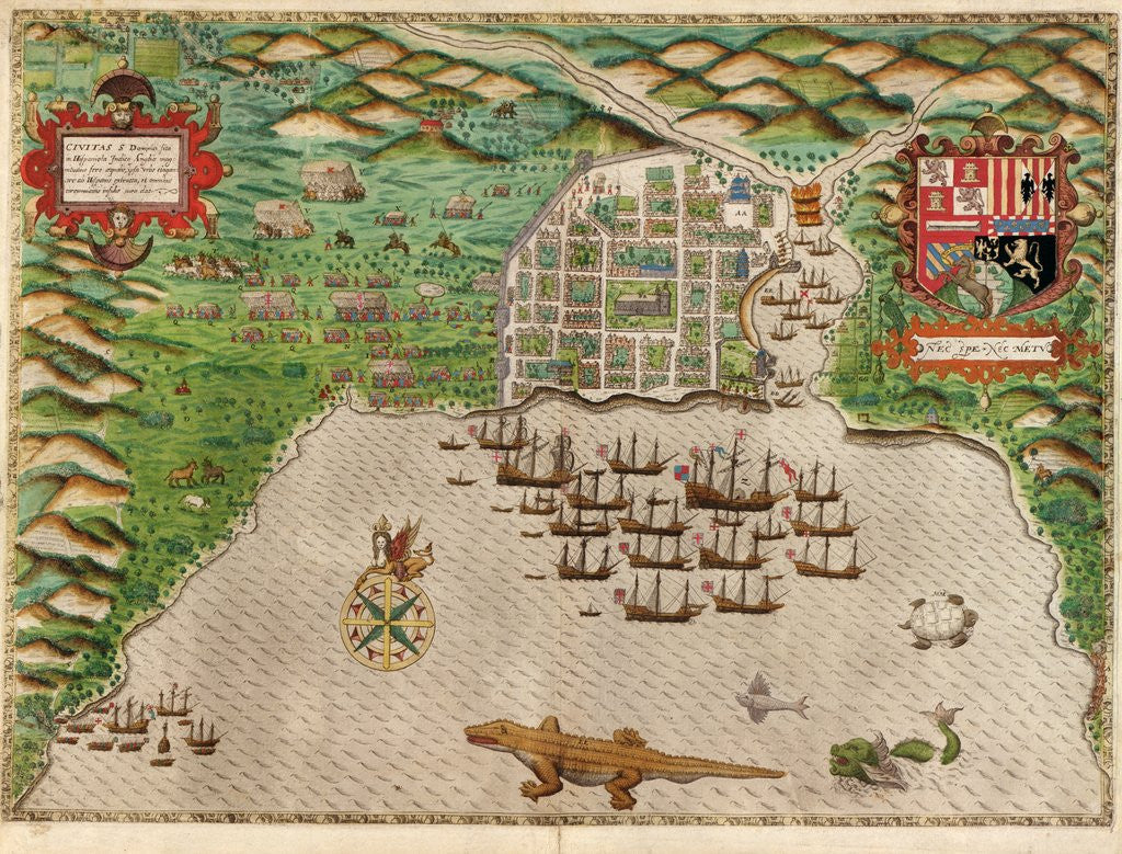 Detail of Map of Santo Domingo by Baptista Boazio