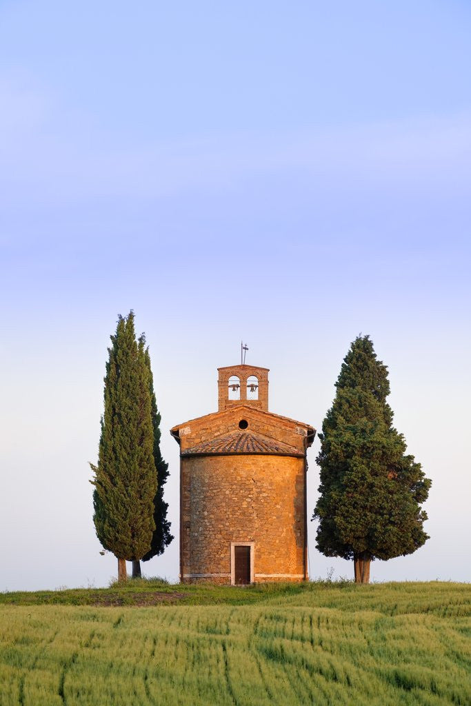 Detail of Chapel and cypress trees by Anonymous