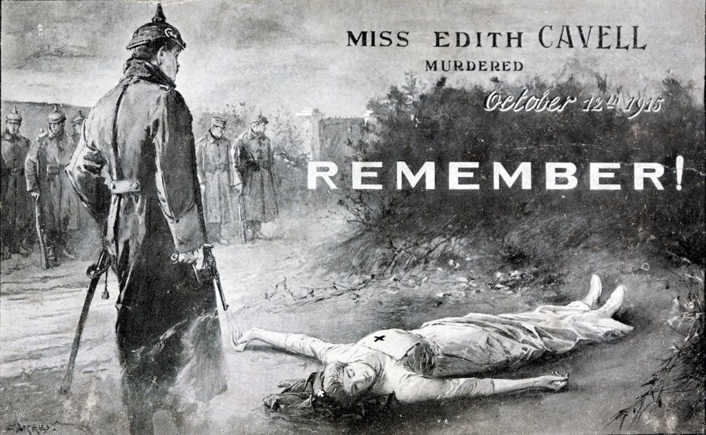 Detail of Card commemorating the death of Edith Cavell by Corbis
