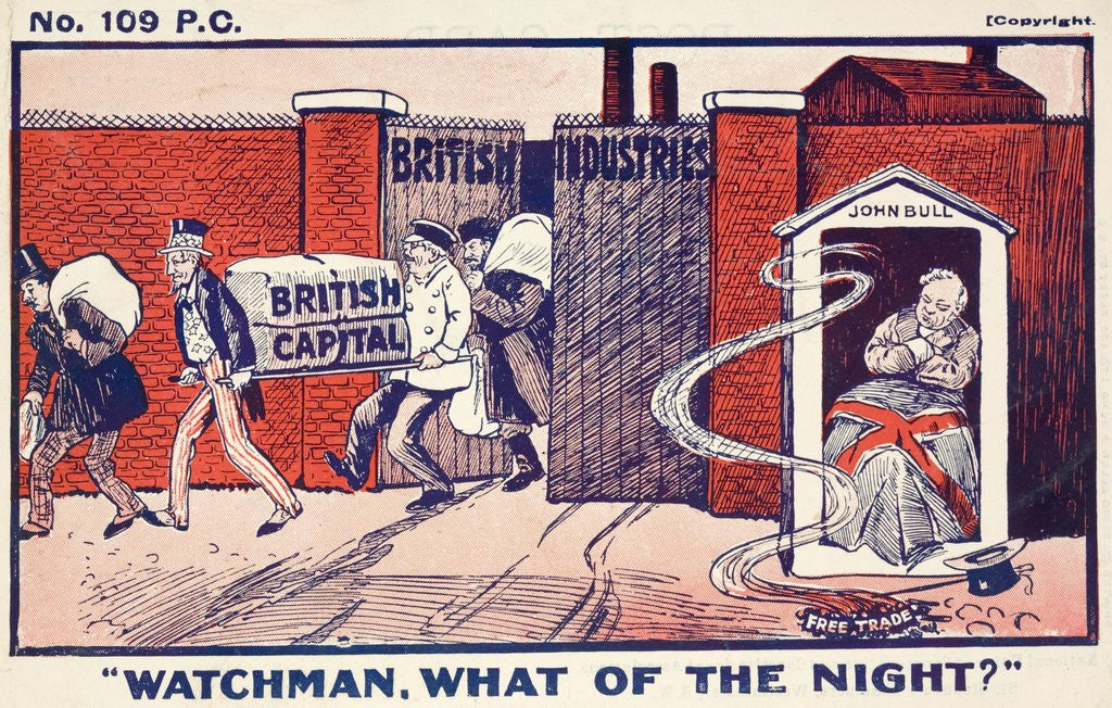 Detail of Political cartoon decrying free trade by Anonymous
