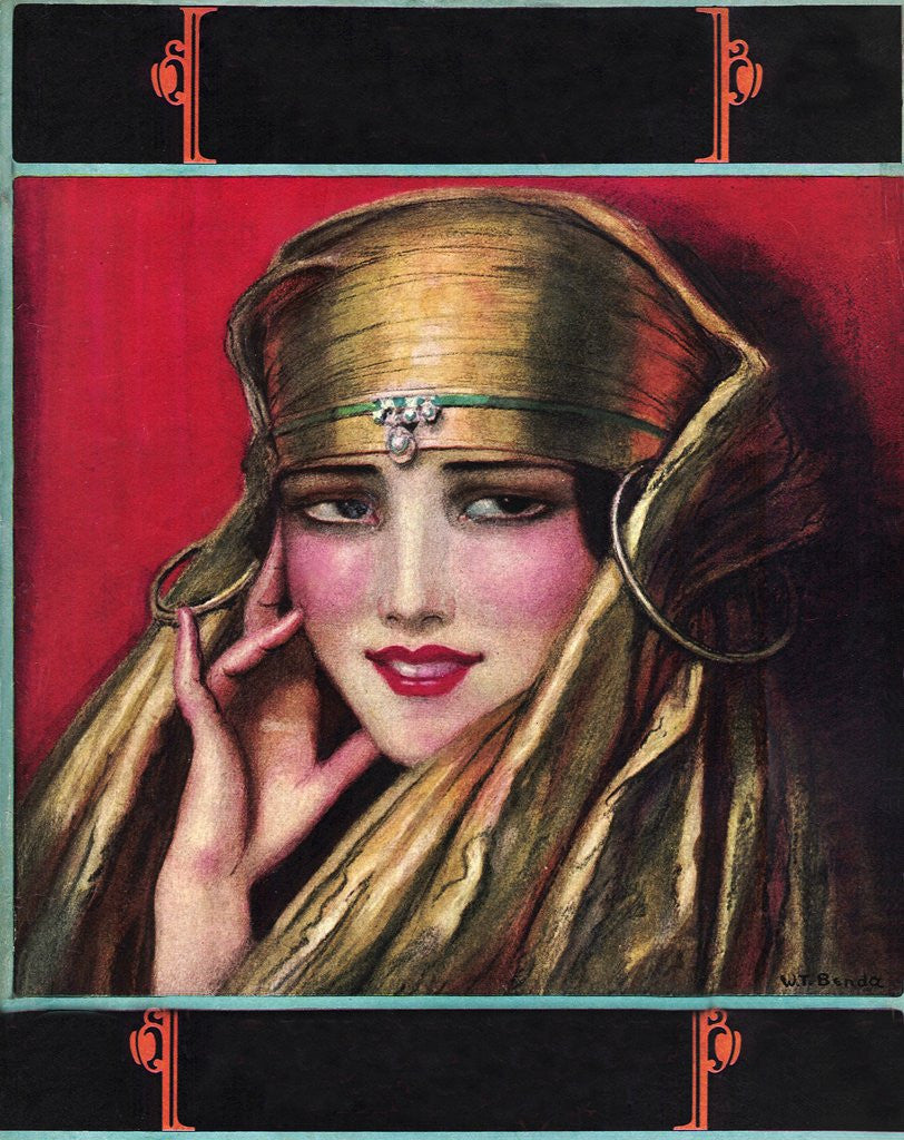 Detail of Woman wearing jeweled headdress by Anonymous