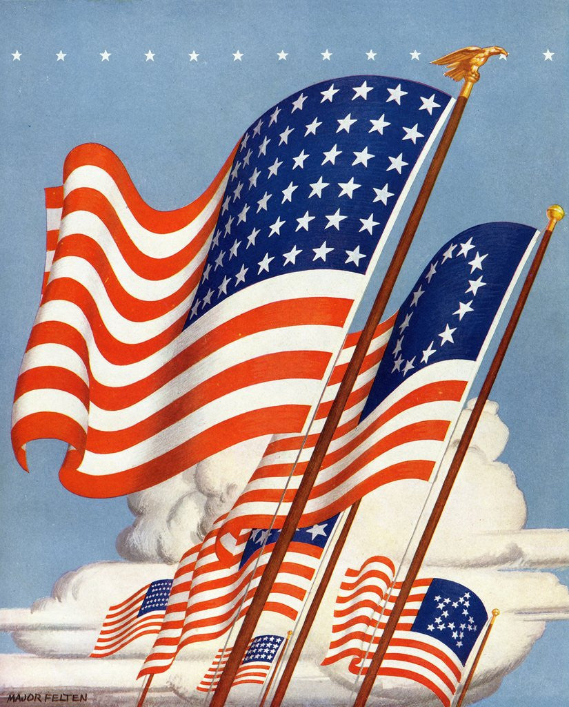 Detail of American flags by Corbis