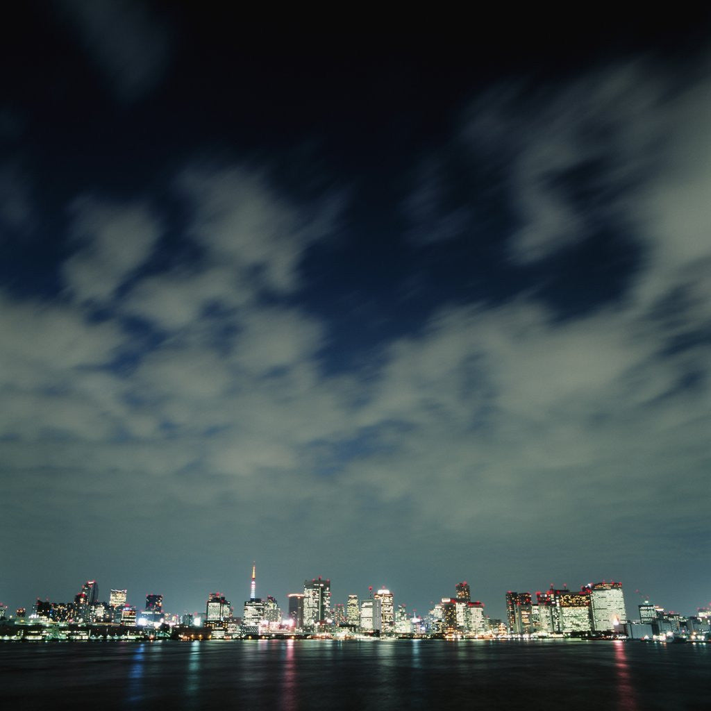 Detail of Tokyo skyline at night by Anonymous