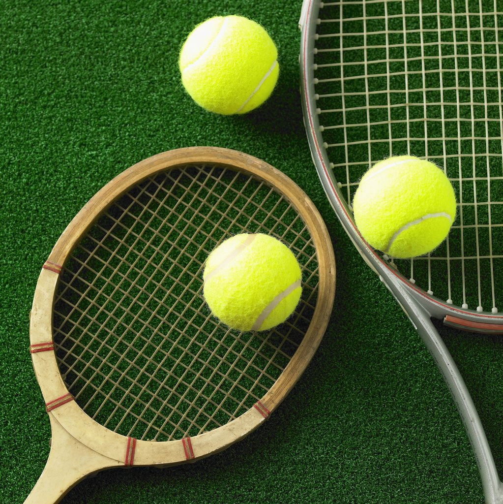 Detail of Tennis racket and tennis ball by Anonymous