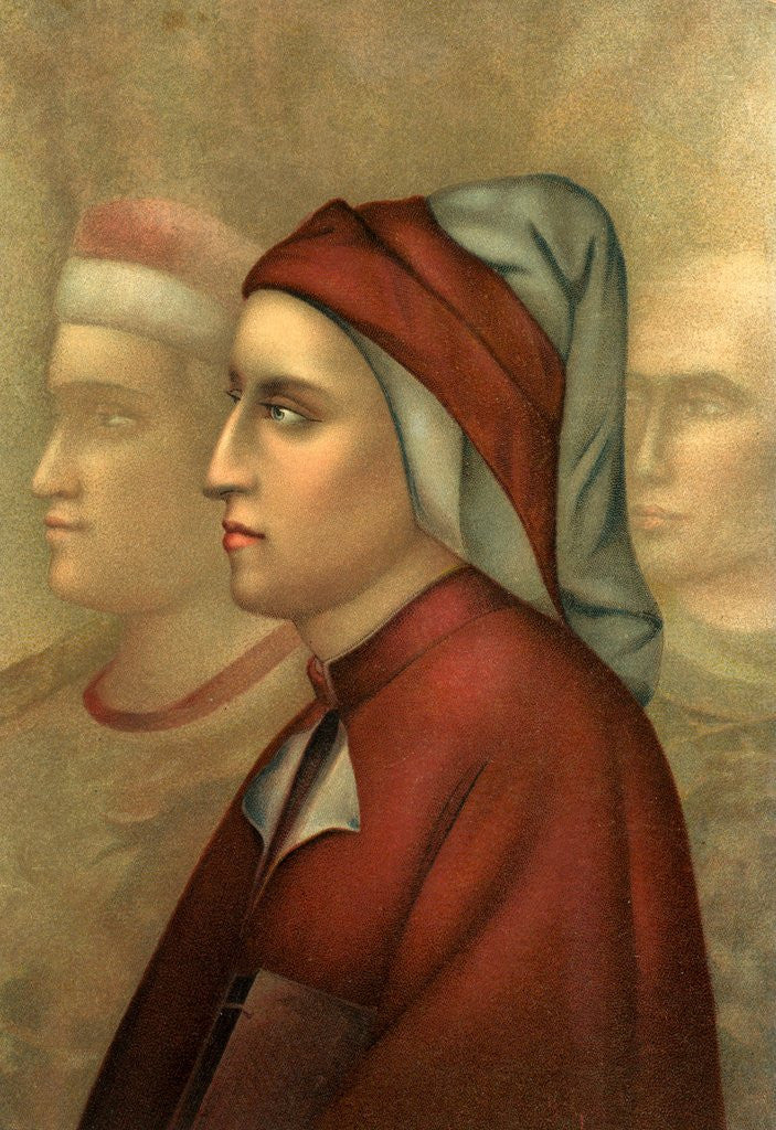 Detail of Profile portrait of Dante by Anonymous