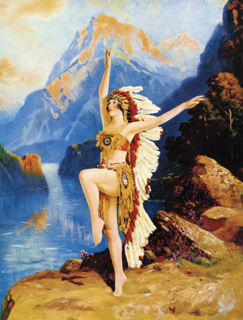 Detail of Caucasian dancer dressed as Native American by Anonymous