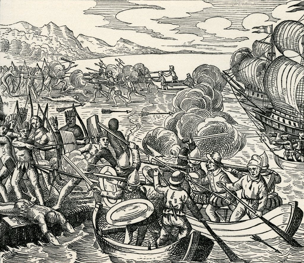 Detail of Battle during Vespucci expedition by Anonymous