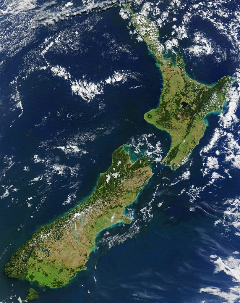 Detail of Satellite View of New Zealand by Anonymous