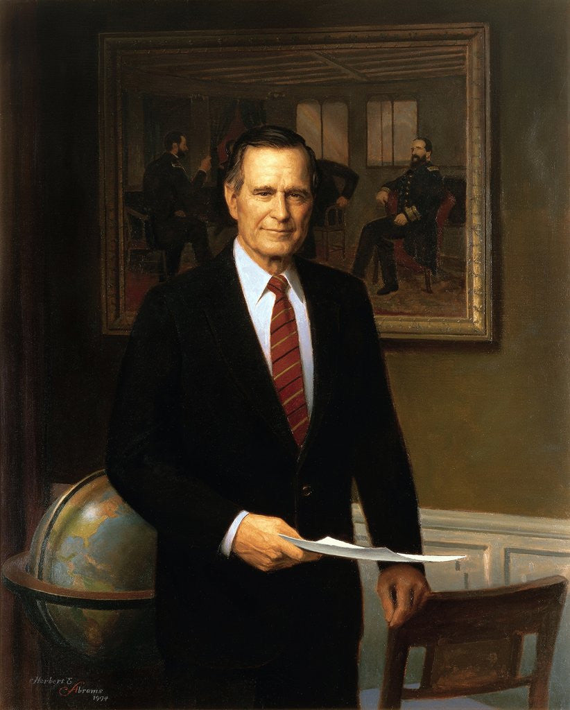 Detail of Official White House portrait of George H. W. Bush by Herbert Abrams