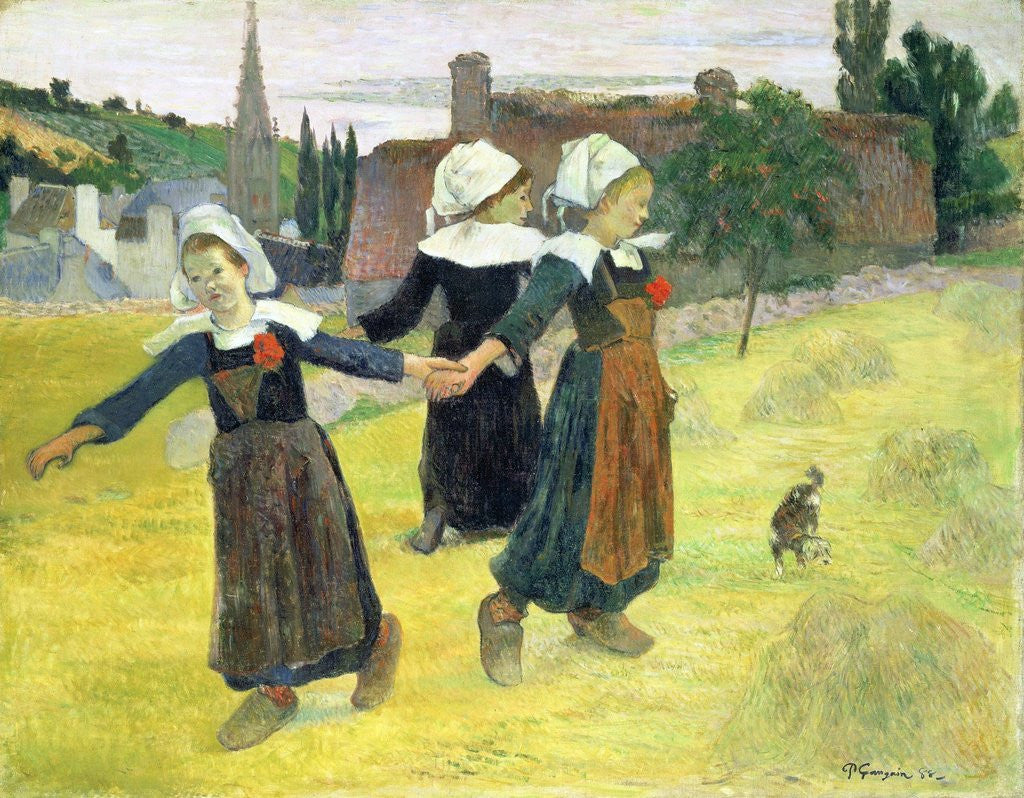 Detail of Breton Girls Dancing, Pont-Aven by Paul Gauguin