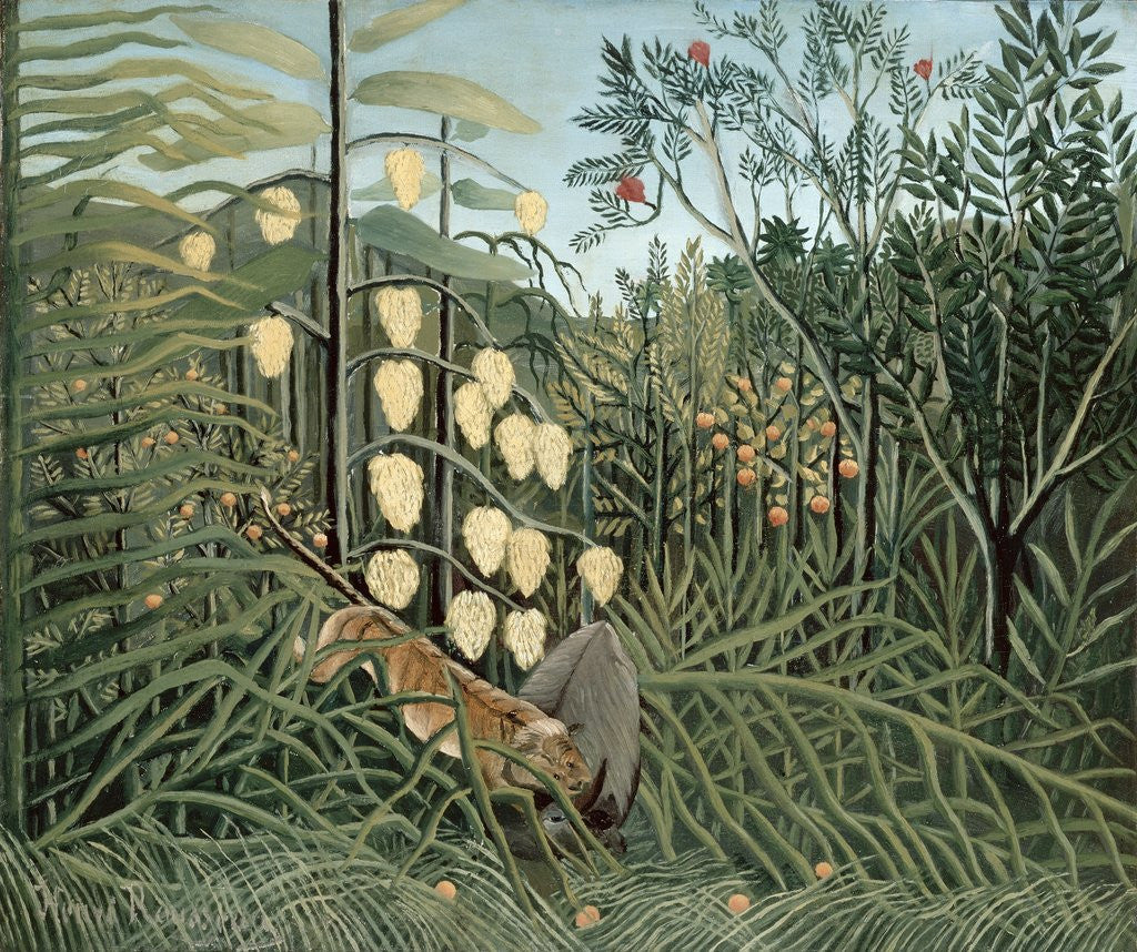 Detail of In a Tropical Forest (Struggle between Tiger and Bull) by Henri Rousseau
