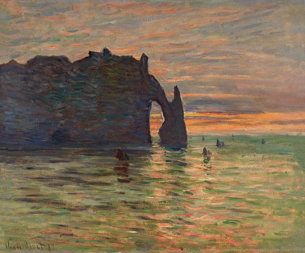 Detail of Coucher de Soleil a Etretat by Claude Monet