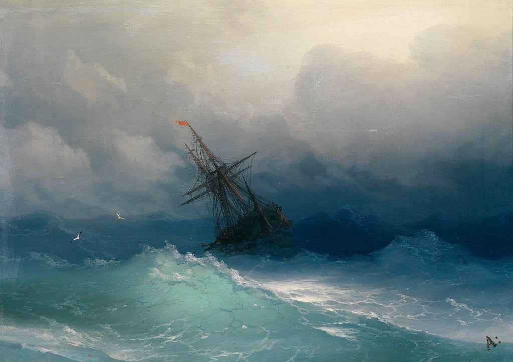 Detail of Ship on Stormy Seas by Ivan Konstantinovich Aivazovsky