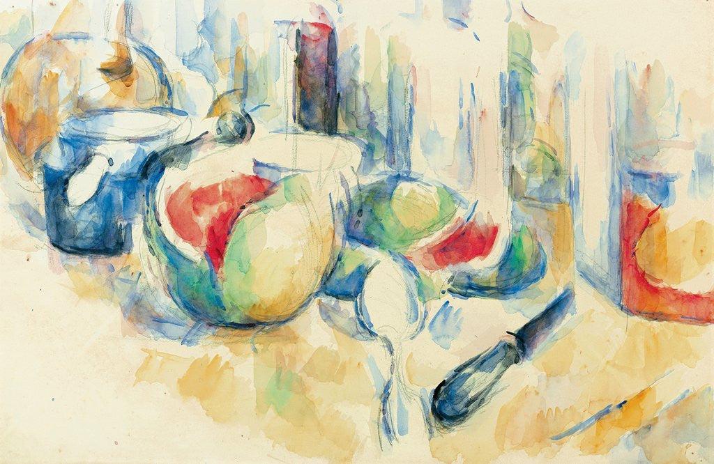 Detail of Still Life with Sliced Open Watermelon by Paul Cezanne