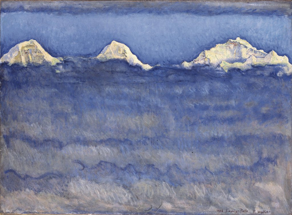 Detail of The Eiger, Monch and Jungfrau Peaks Above the Foggy Sea by Ferdinand Hodler
