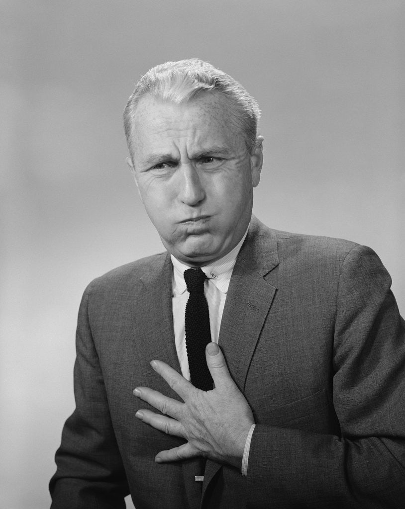 Detail of Man with heartburn nausea upset stomach distress by Anonymous