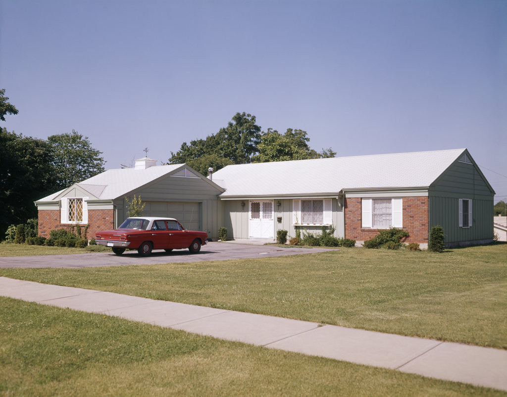 Detail of Suburban brick home with car driveway near dayton ohio by Anonymous