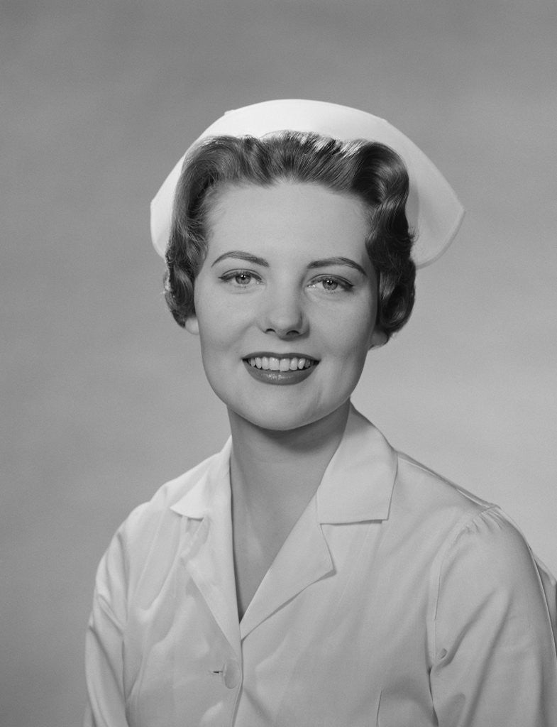 Detail of Portrait female nurse smiling by Anonymous