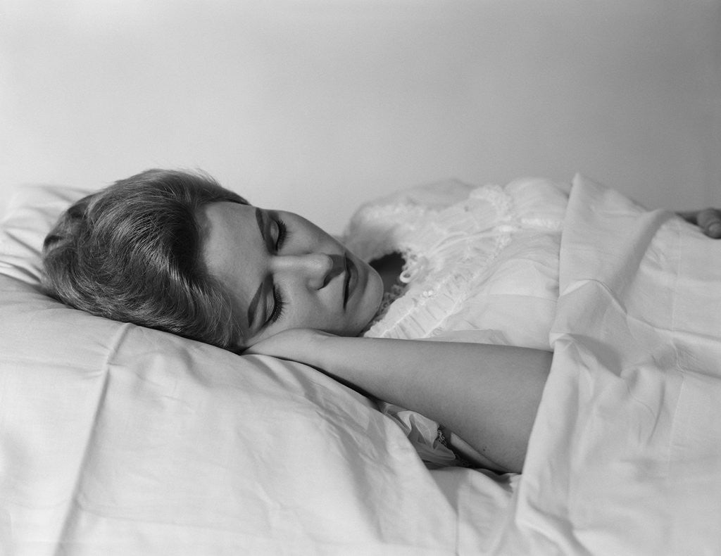 Detail of Woman sleeping bed by Anonymous