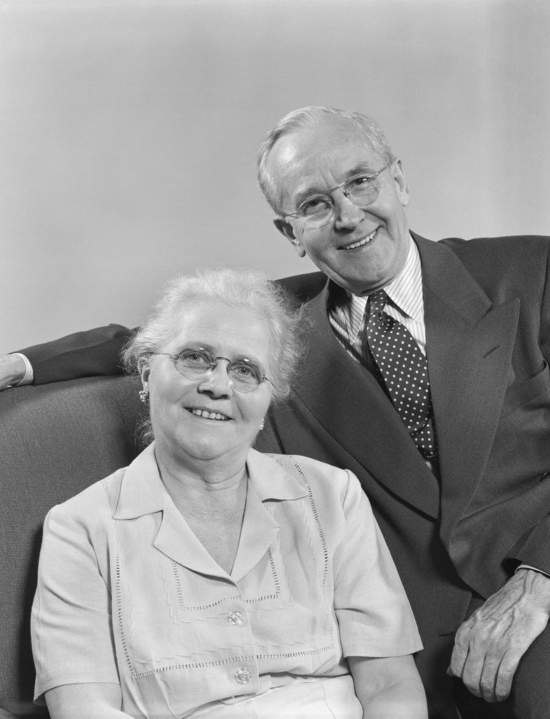 Detail of Portrait happy smiling older retired couple by Anonymous