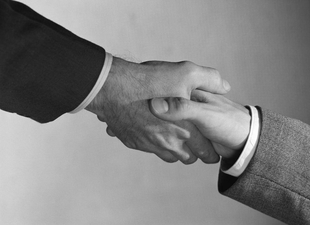 Detail of Male handshake close-up of hands by Anonymous