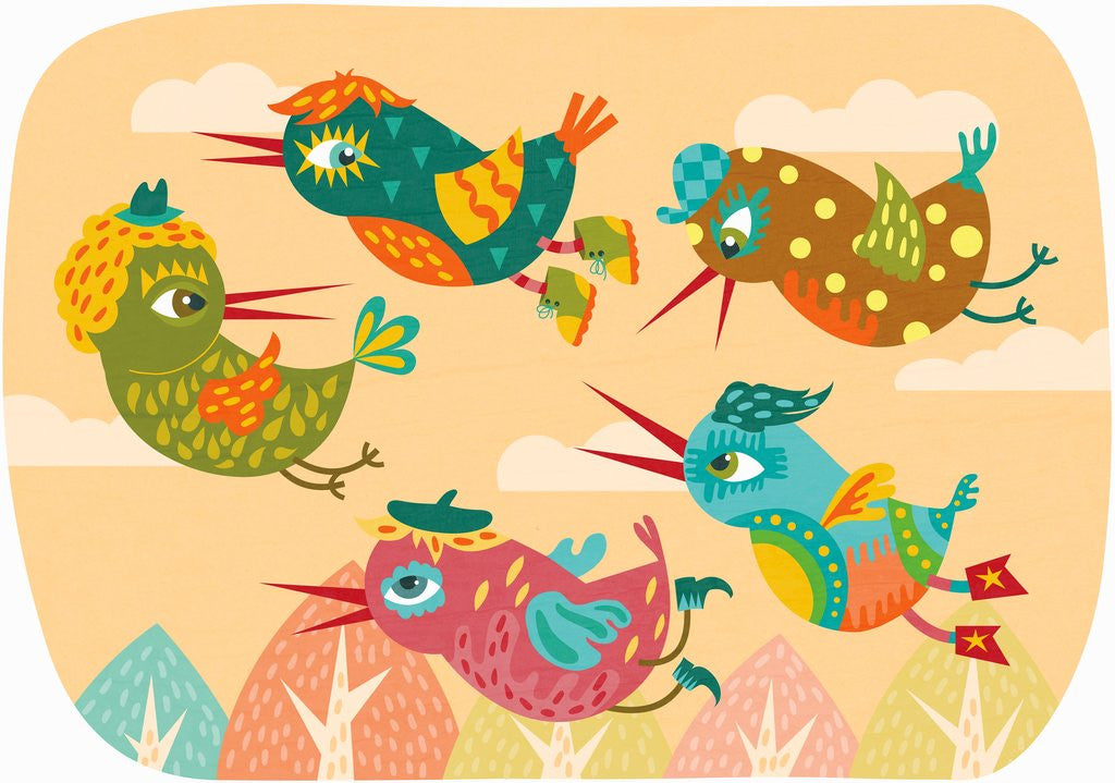 Detail of Different birds flying together by Anonymous