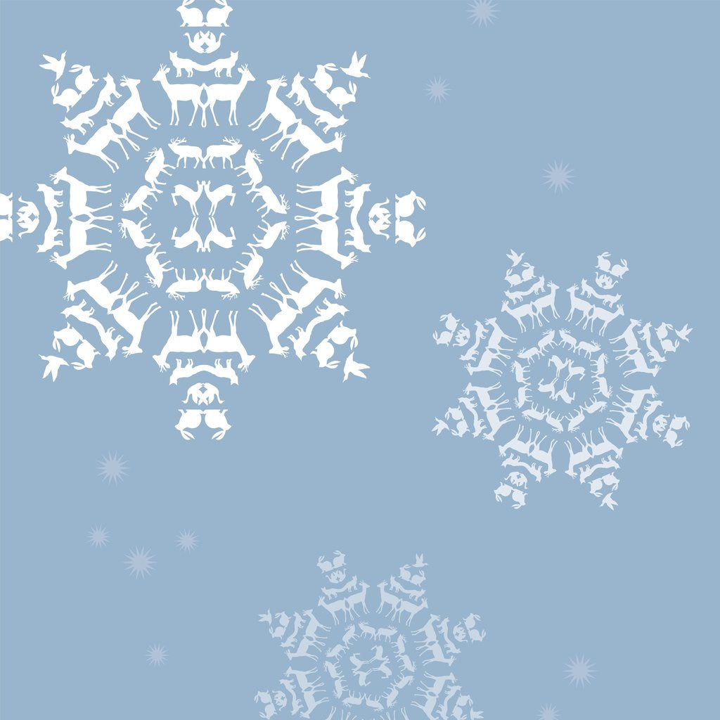 Detail of Snowflakes formed by silhouettes of animals by Anonymous