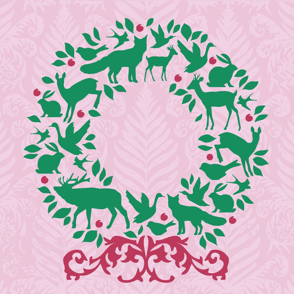 Detail of A wreath shaped by silhouettes of animals by Anonymous