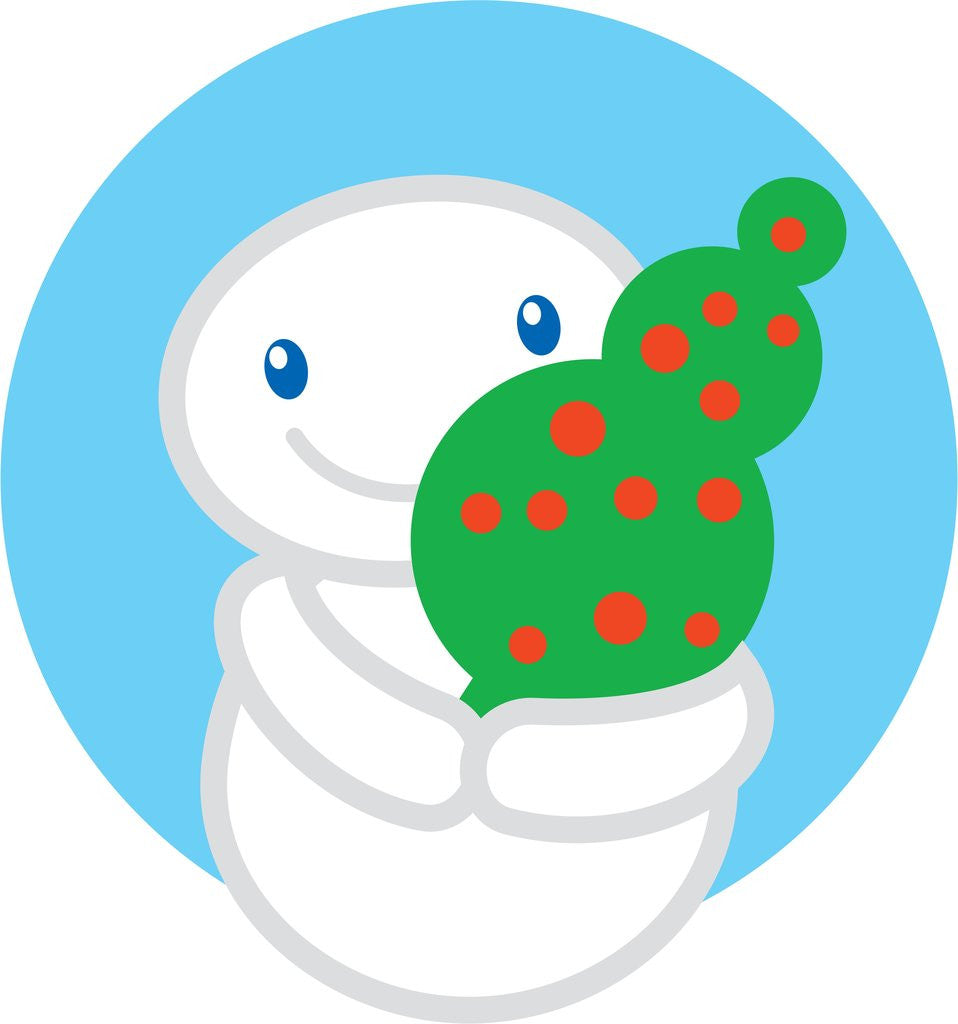 Detail of A snowman holding a small Christmas tree by Anonymous