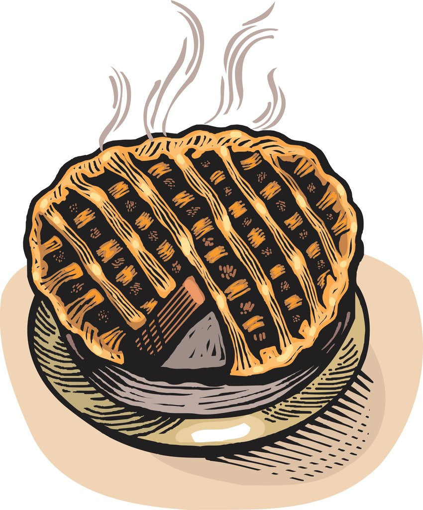 Detail of Cartoon drawing of a freshly baked pie by Anonymous