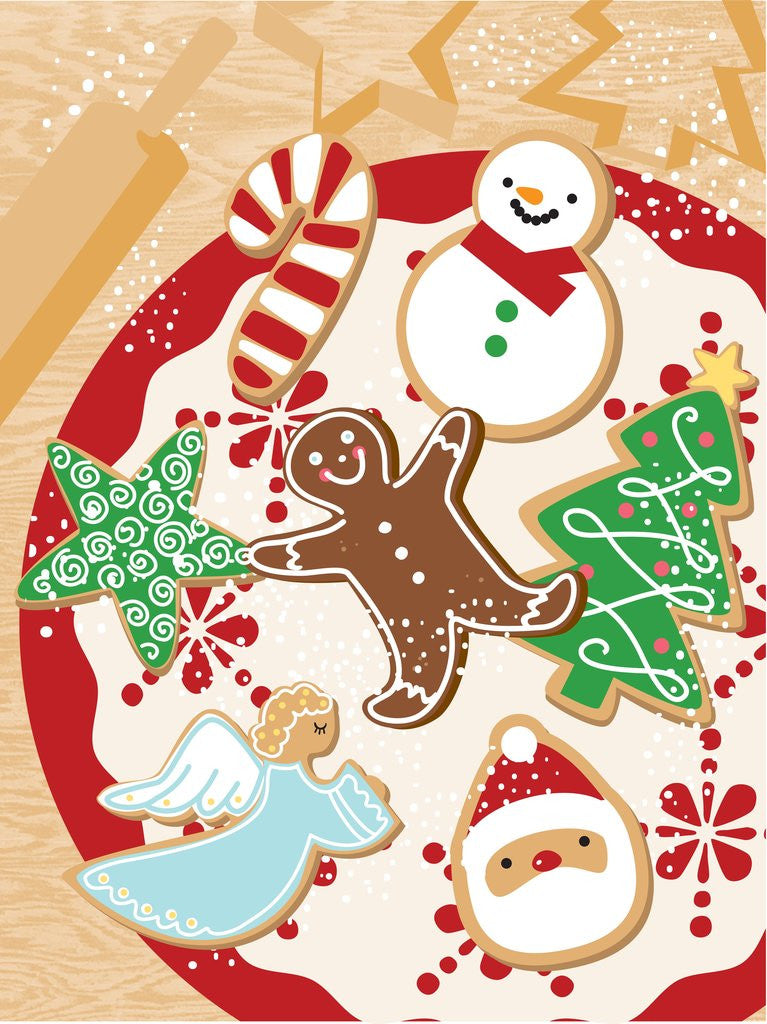 Detail of An illustration of Christmas themes cookies by Anonymous