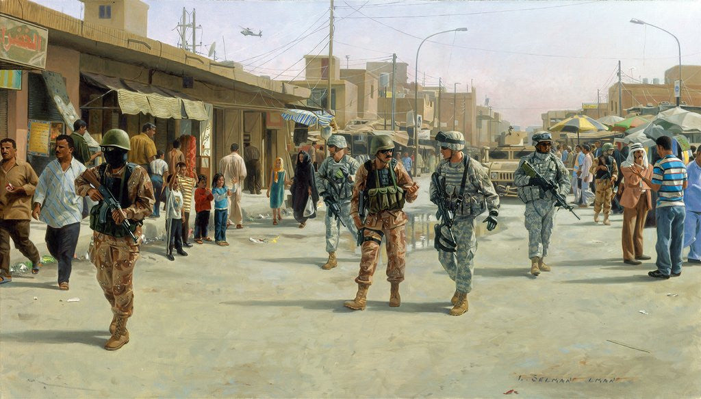 Detail of Troops patrolling market in Iraq by Anonymous
