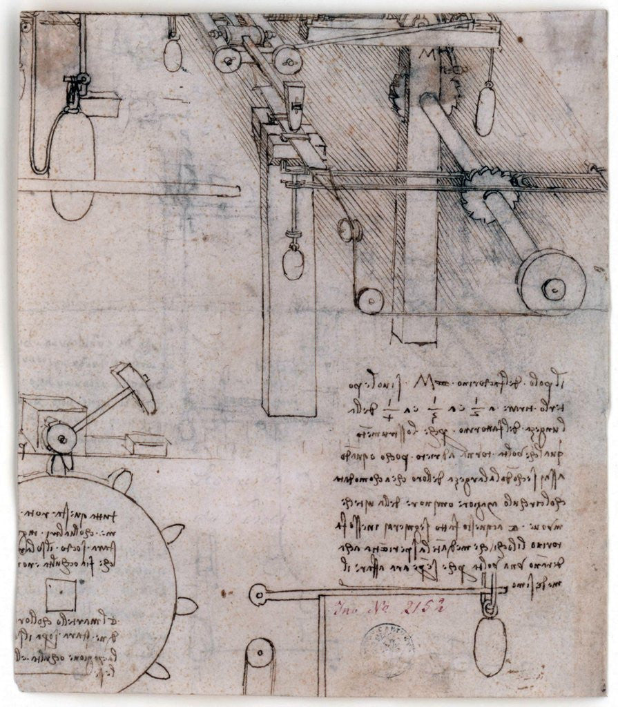 Detail of Study of machines by Leonardo da Vinci