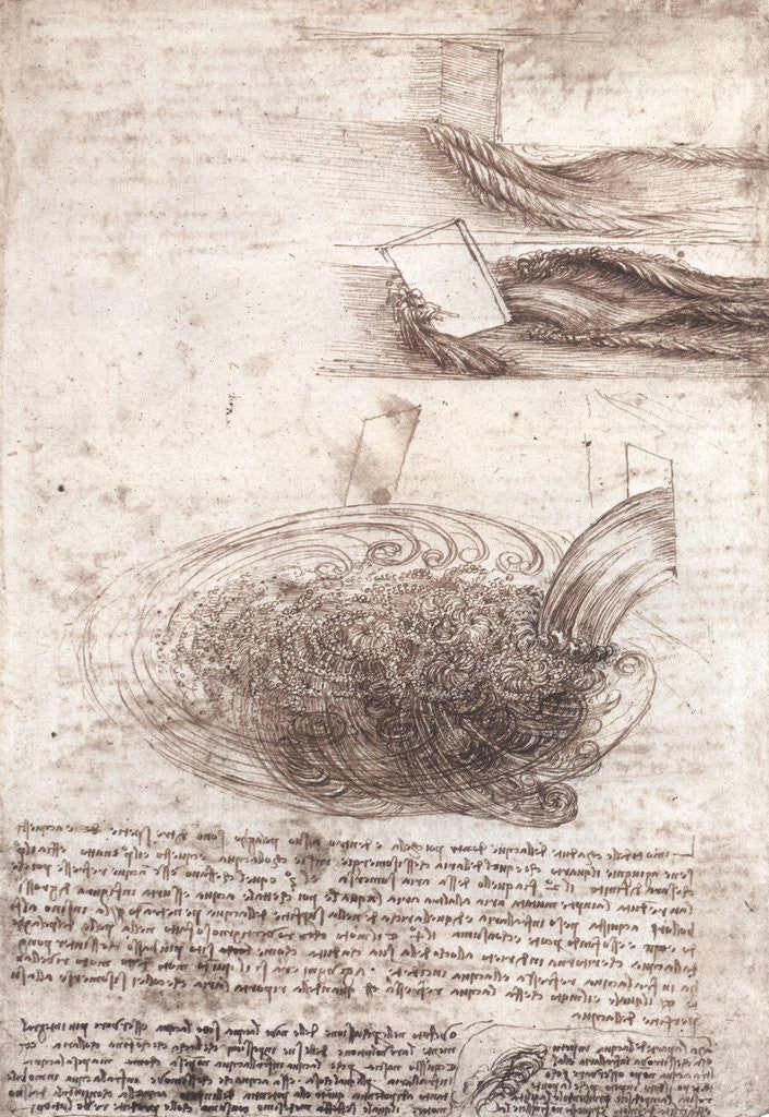 Detail of Drawing of water vortex by Leonardo da Vinci
