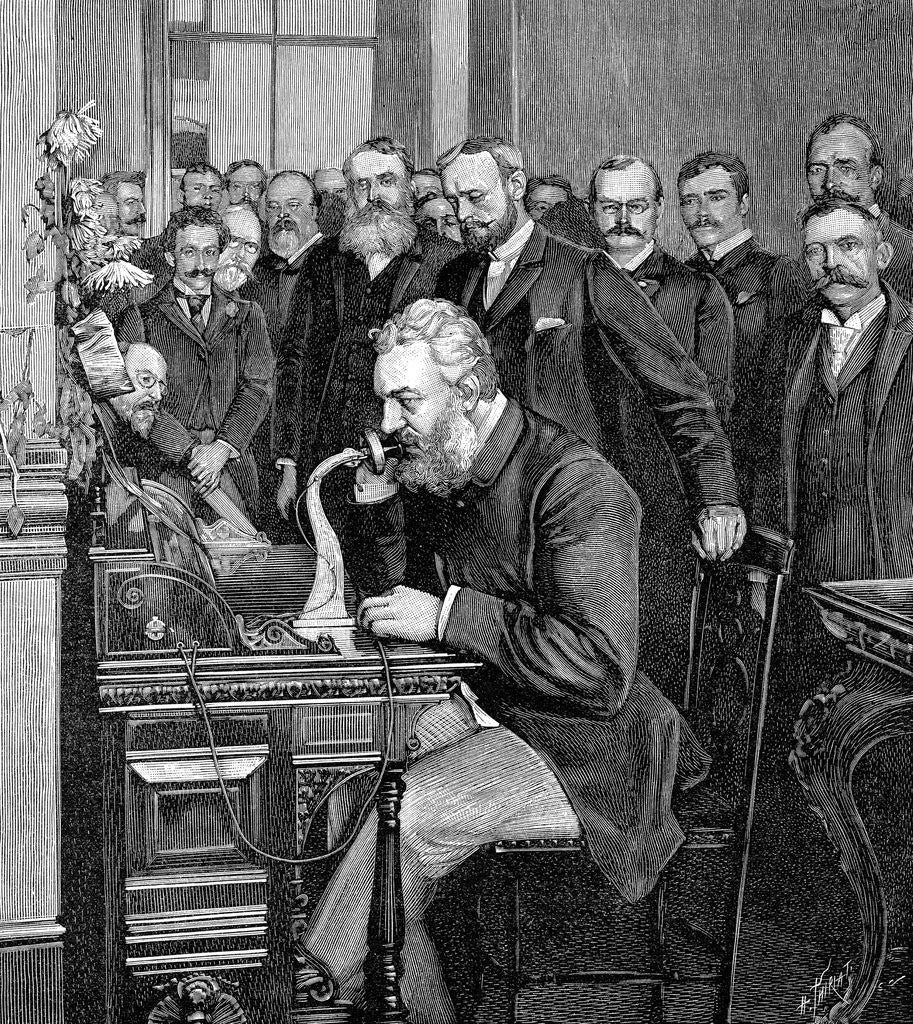 Detail of Alexander Graham Bell making telephone call by Anonymous