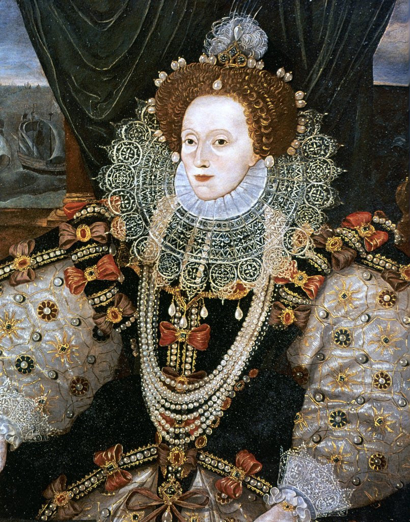 Detail of Elizabeth I, the Armada Portrait attributed to George Gower by Anonymous