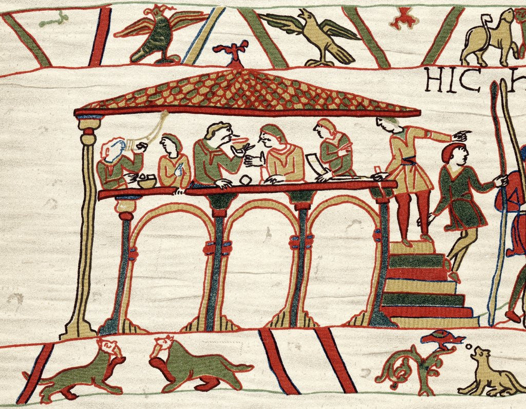 Detail of Detail of Harold II and companions feasting from The Bayeux Tapestry by Anonymous
