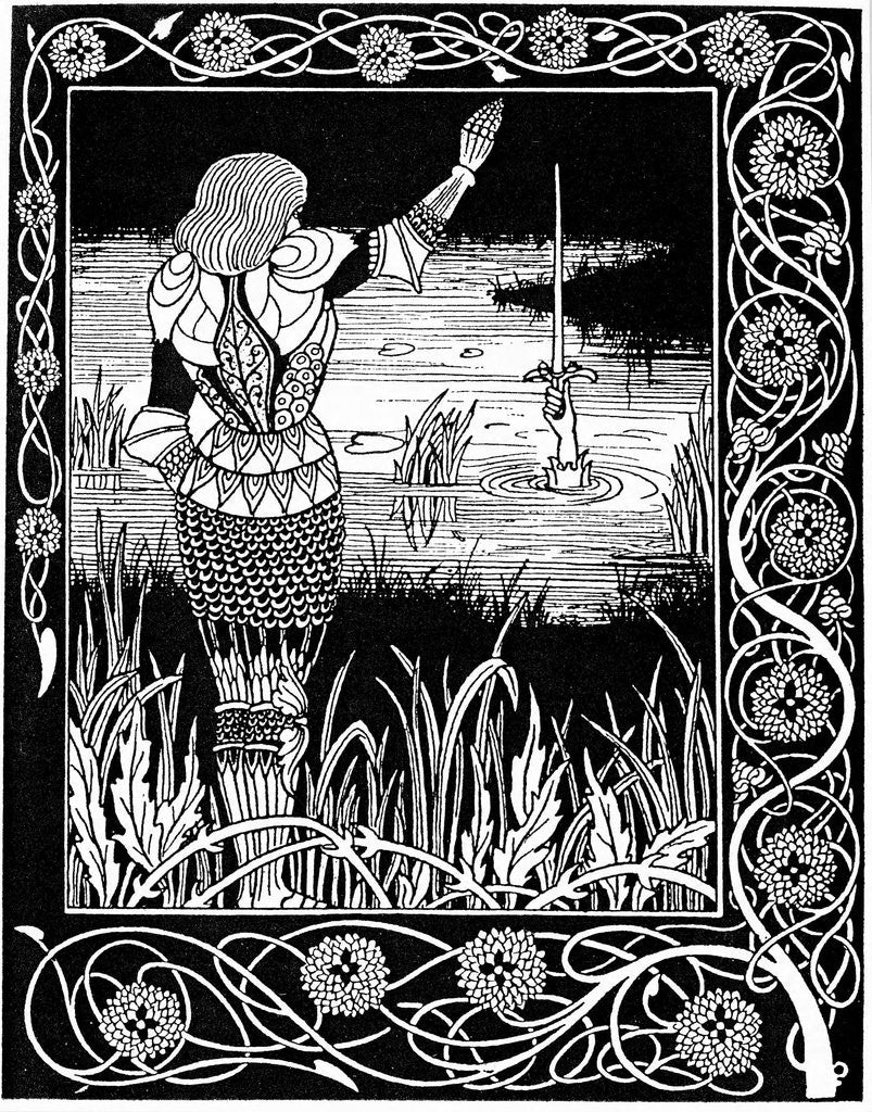 Detail of Excalibur being reclaimed by the Lady of the Lake by Corbis