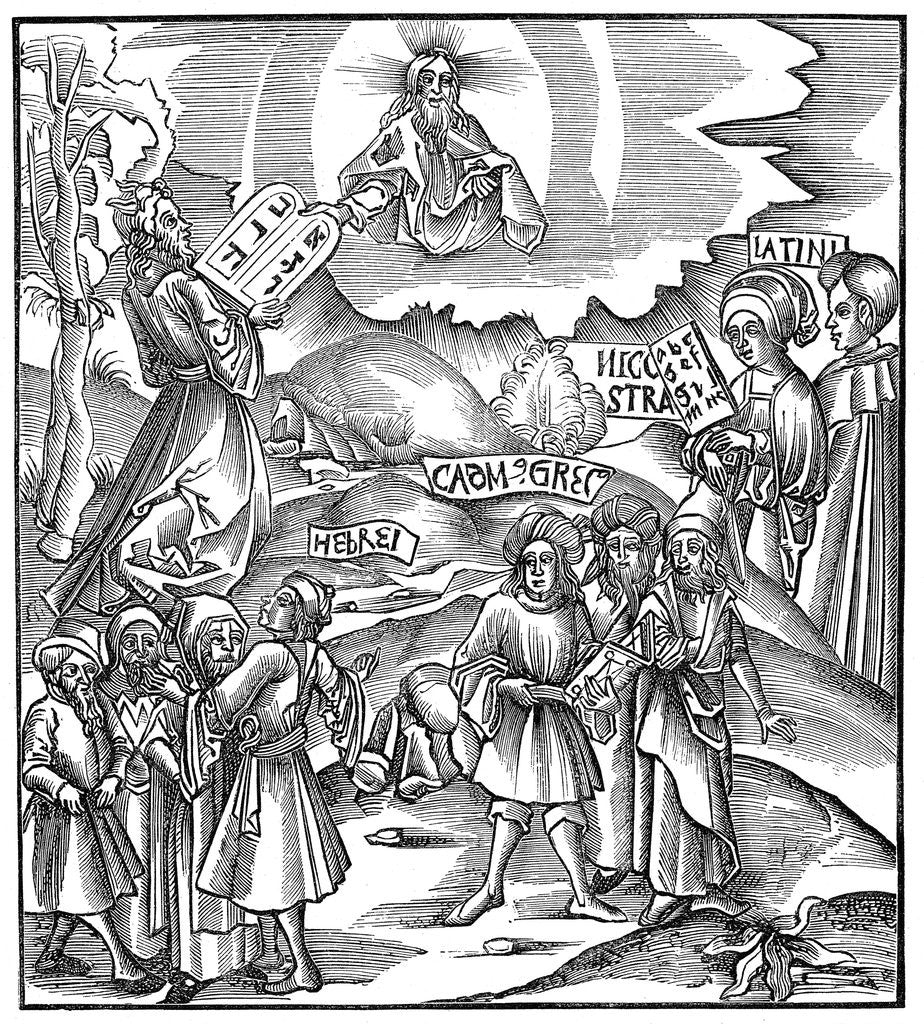 Detail of Moses receiving the tablets of the Law from God by Anonymous