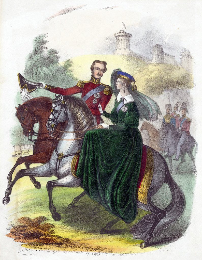 Detail of Queen Victoria and Prince Albert on horseback by Anonymous
